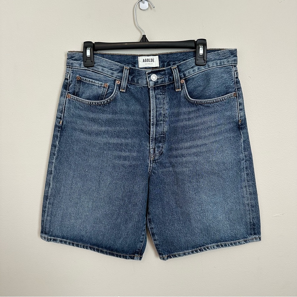 AGOLDE RISHI Denim Shorts 28 NWOT High Rise Vintage Wash Wide Leg Jorts - Picture 4 of 11